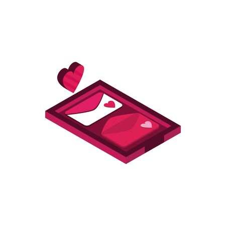 happy valentines day envelopes message love isometric iconのイラスト素材