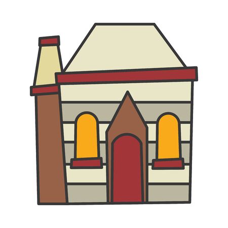 cottage home chimney village architecture cartoon iconのイラスト素材