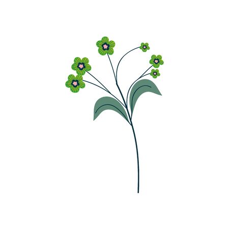 flowers stem leaves petals nature decoration iconのイラスト素材