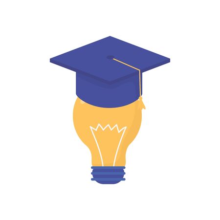 bulb idea graduation hat school learning online vector illustrationのイラスト素材