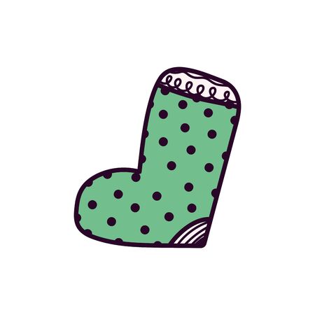 merry christmas celebration dotted green sock snowのイラスト素材