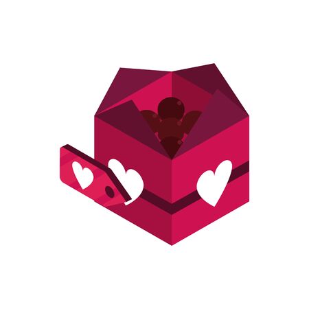 happy valentines day box with chocolate caramel tag price love isometric iconのイラスト素材