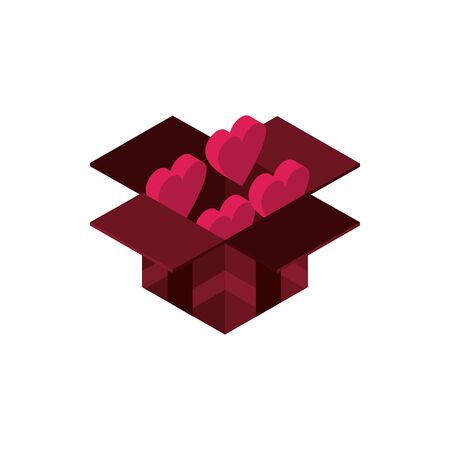 happy valentines day filled box with hearts love isometric iconのイラスト素材