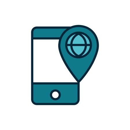 smartphone world location pin internet of things line and fill iconのイラスト素材