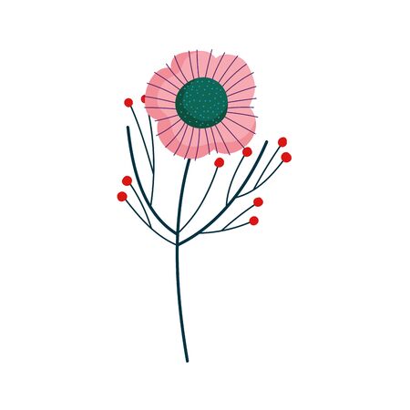 flowers berries leaves petals nature decoration iconのイラスト素材
