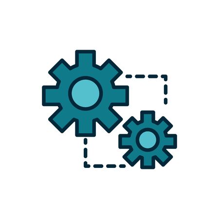 setting work connection internet of things line and fill iconのイラスト素材