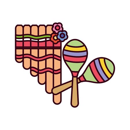 Isolated maracas and pan flute vector designのイラスト素材