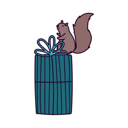 merry christmas celebration squirrel gift decorationのイラスト素材