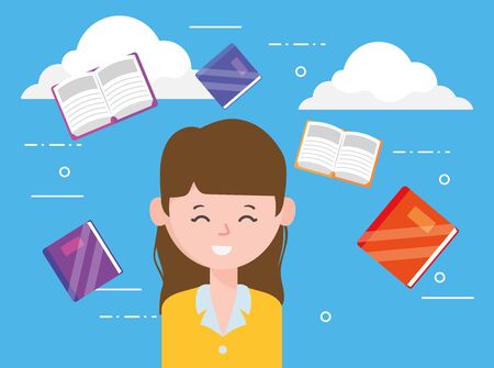 Avatar woman and learning online concept vector designのイラスト素材