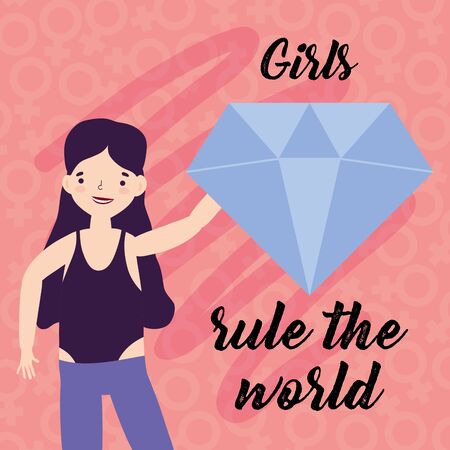 Girl cartoon of power and strong concept vector designのイラスト素材