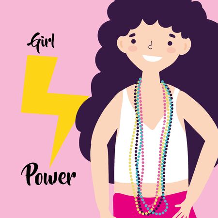 Girl cartoon of power and strong concept vector designのイラスト素材