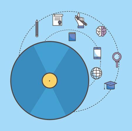 Cd and social media icon set vector designのイラスト素材