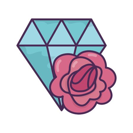 diamond and flower icon on white backgroundのイラスト素材