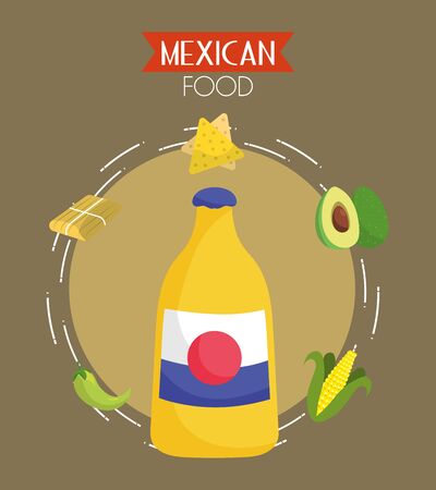 mexican food and drink, traditional celebration designのイラスト素材