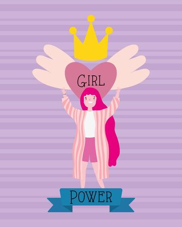 Girl cartoon of power and strong concept vector designのイラスト素材