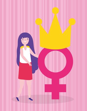 Girl cartoon design, Power strong woman female feminism freedom and fight theme Vector illustrationのイラスト素材