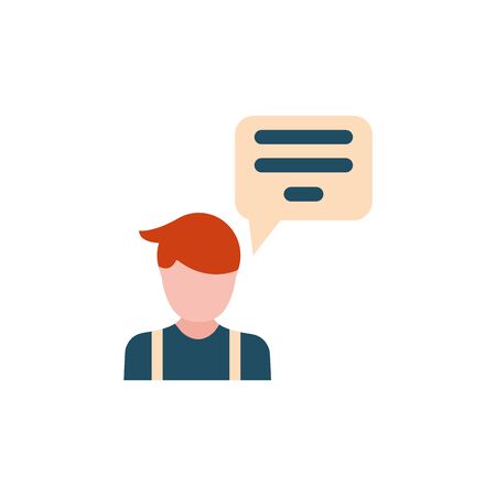 talking man with speech bubble flat style vector illustration designのイラスト素材