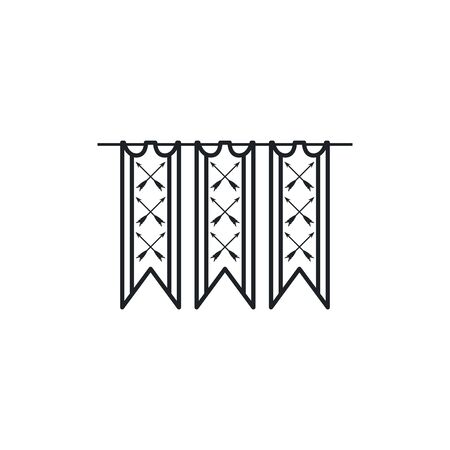 medieval hanging pennant with arrows crossed flat style icon vector illustration designのイラスト素材