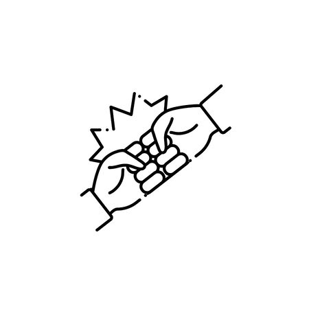 vote accept with hand fist line style iconのイラスト素材