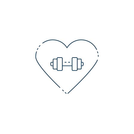 heart with dumbbell weight lifting workout accessory vector illustration designのイラスト素材