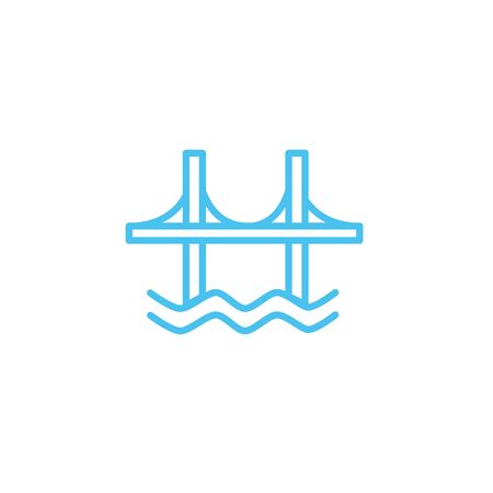 bridge with waves line style icon