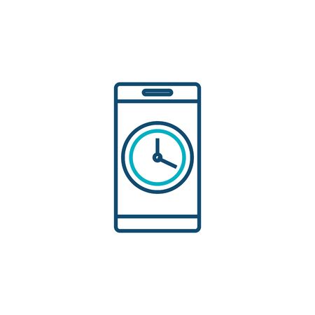 smartphone with clock line style iconのイラスト素材