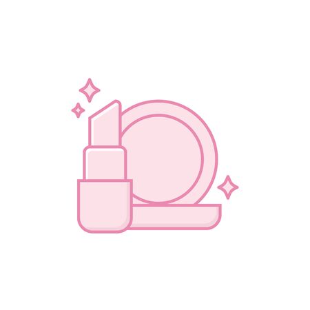 Isolated make up powder and lipstick fill designのイラスト素材