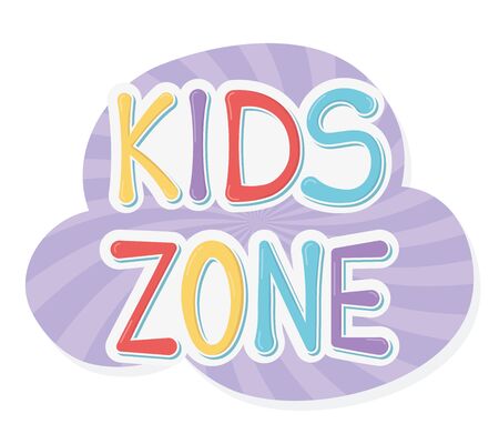 kids zone, letters artwork sticker playground children vector illustrationのイラスト素材