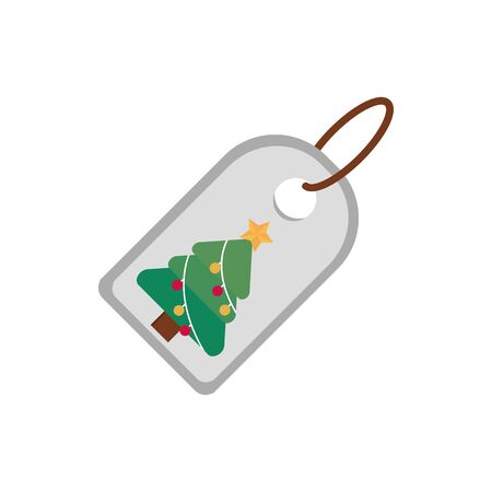 tag pine tree decoration happy christmas iconのイラスト素材
