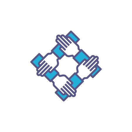 team holding hands fill style iconのイラスト素材