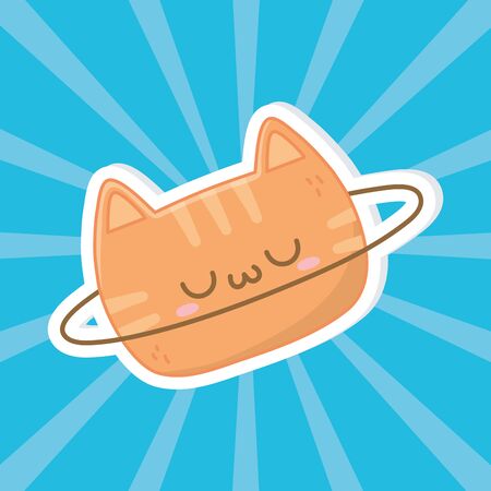Cat cartoon design, Kawaii expression cute character funny and emoticon theme Vector illustrationのイラスト素材