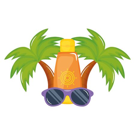 solar blocker bottle with sunglasses accessory vector illustration designのイラスト素材