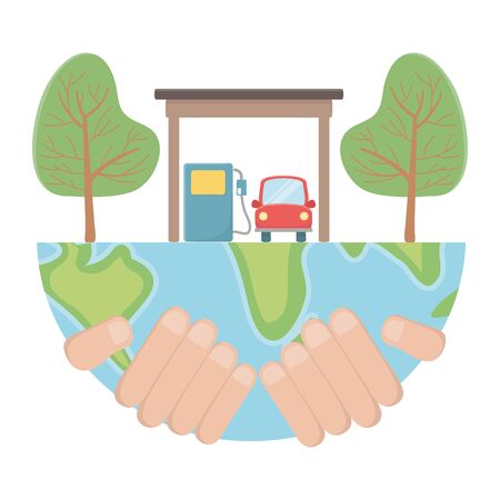 Car with bio and natural fuel designのイラスト素材