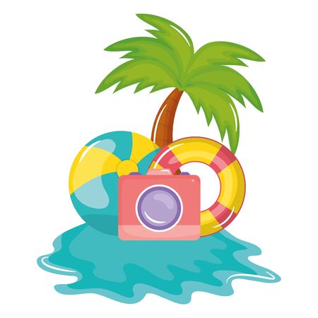 camera photographic with balloon and floatのイラスト素材