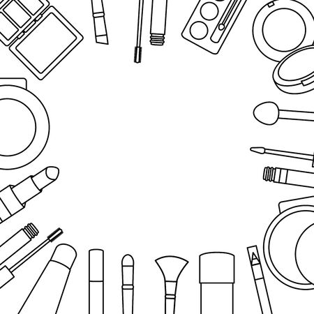 set of make up accessories drawingのイラスト素材
