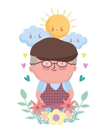 Grandfather cartoon design, Old person grandparents man avatar senior and adult theme Vector illustrationのイラスト素材