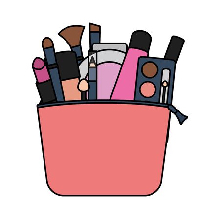 set of make up accessories in bagのイラスト素材