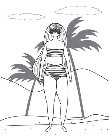 Girl with summer swimwear designのイラスト素材