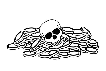 Skull head design, Death horror tattoo decoration dark and culture theme Vector illustrationのイラスト素材