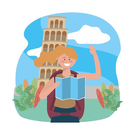 Isolated Pisa tower landmark designのイラスト素材