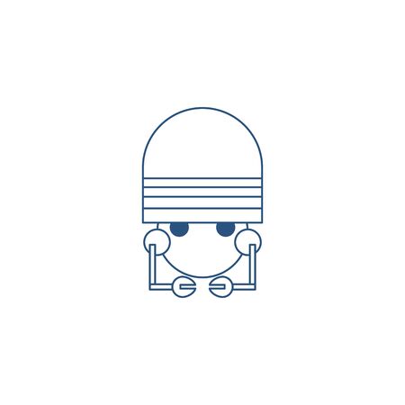 robot with two hands line style iconのイラスト素材