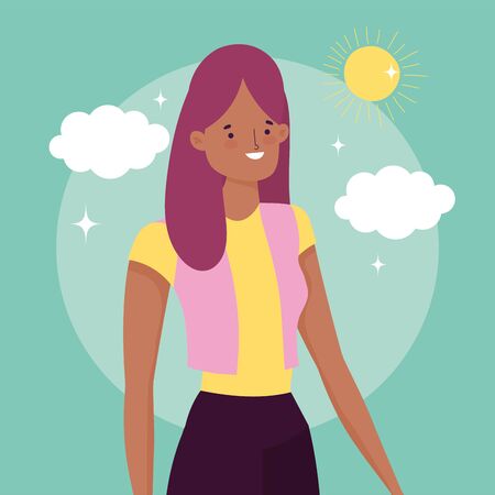 smiling woman outdoor celebration friendship day design vector illustrationのイラスト素材