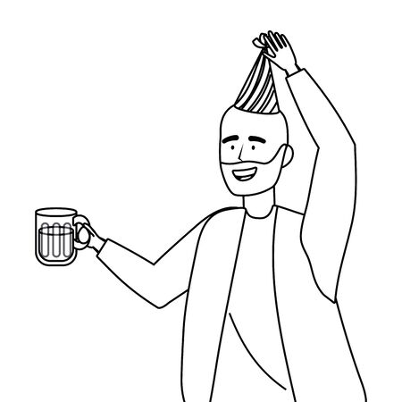Man cartoon with party hat designのイラスト素材