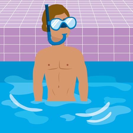 Boy with summer swimwear designのイラスト素材