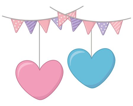 heart hanging and pendants vector illustrationのイラスト素材