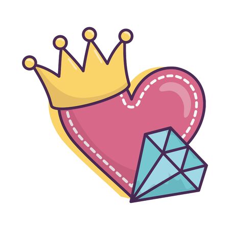 heart diamond crown icon on white background vector illustrationのイラスト素材