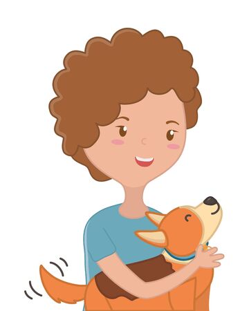 Girl with dog cartoon designのイラスト素材