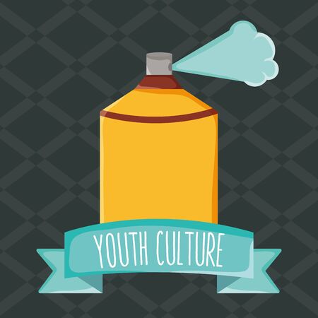 spray paint bottle with youth culture ribbon frame vector illustration designのイラスト素材