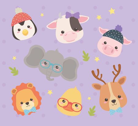 cute and little animals characters vector illustration designのイラスト素材