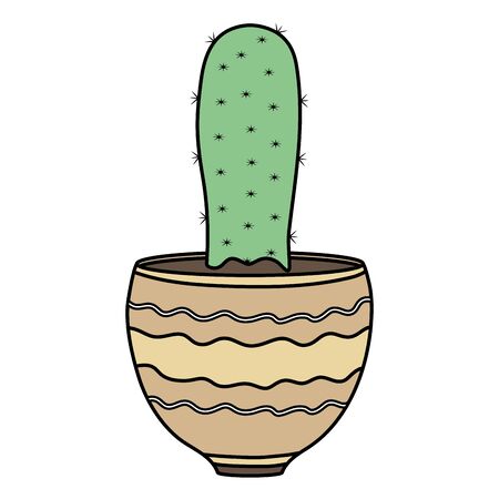 exotic cactus plant in ceramic potのイラスト素材